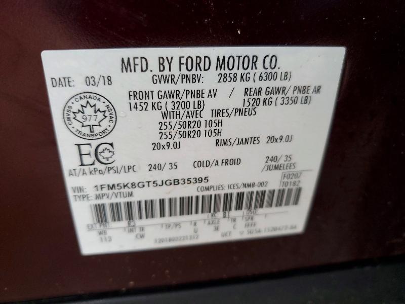 Photo 14 from auction – 2018 FORD EXPLORER with VIN 1FM5K8GT5JGB35395