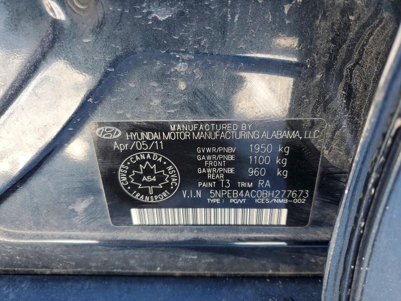 Photo 10 from auction – 2011 HYUNDAI SONATA GLS with VIN 5NPEB4AC0BH277673