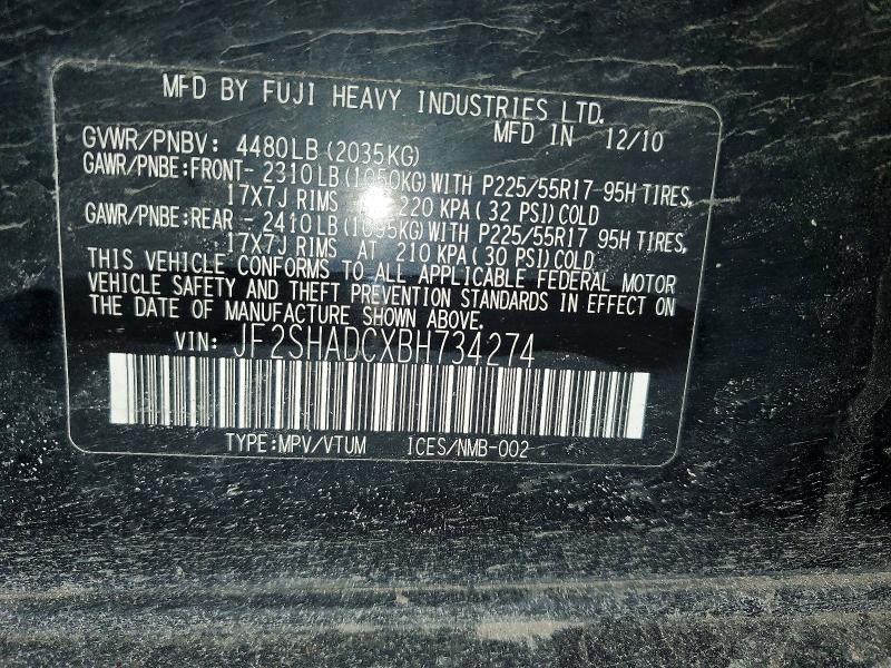 Photo 14 from auction – 2011 SUBARU FORESTER 2 with VIN JF2SHADCXBH734274