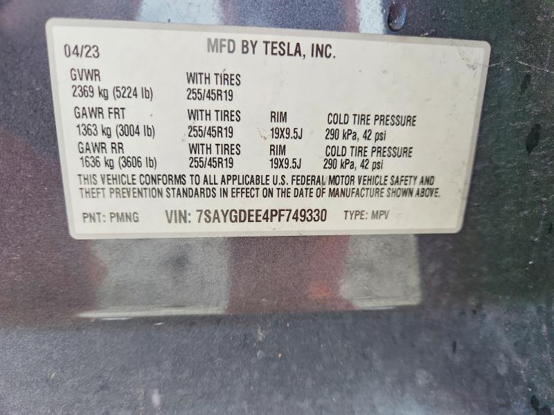 Photo 14 from auction – 2023 TESLA MODEL Y with VIN 7SAYGDEE4PF749330