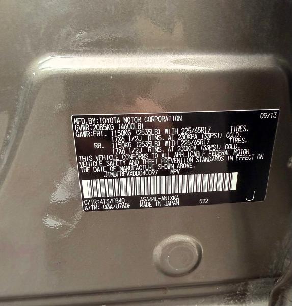 Photo 10 from auction – 2013 TOYOTA RAV4 LE with VIN JTMBFREVXDD040097