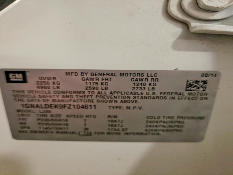 Photo 14 from auction – 2015 CHEVROLET EQUINOX with VIN 1GNALDEK9FZ104611