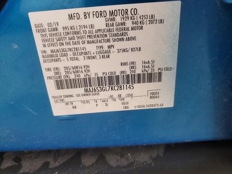 Photo 14 from auction – 2019 FORD ECOSPORT with VIN MAJ6S3GL7KC281145