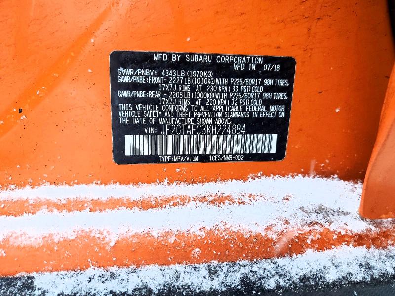 Photo 14 from auction – 2019 SUBARU CROSSTREK with VIN JF2GTAEC3KH224884