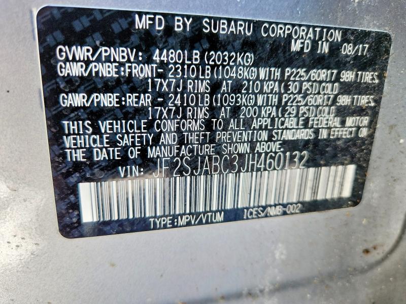Photo 14 from auction – 2018 SUBARU FORESTER with VIN JF2SJABC3JH460132