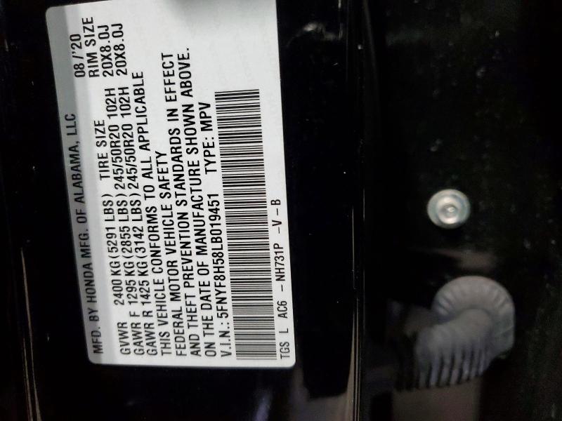 Photo 14 from auction – 2020 HONDA PASSPORT E with VIN 5FNYF8H58LB019451