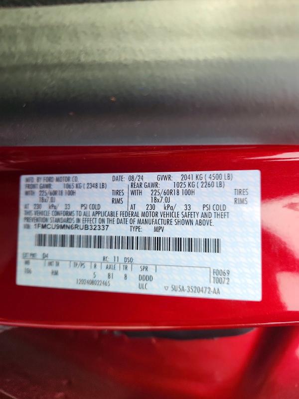 Photo 14 from auction – 2024 FORD ESCAPE with VIN 1FMCU9MN6RUB32337