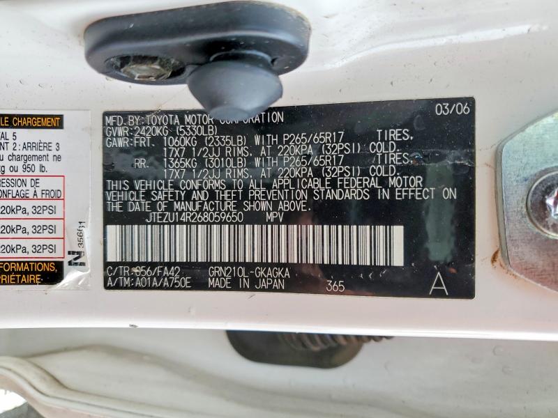 Photo 14 from auction – 2006 TOYOTA 4RUNNER with VIN JTEZU14R268059650