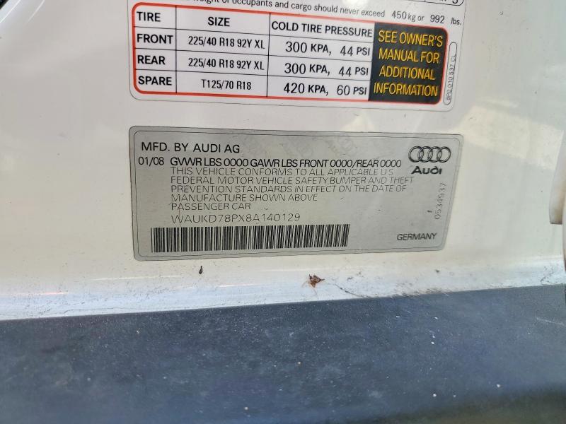 Photo 14 from auction – 2008 AUDI A3 with VIN WAUKD78PX8A140129