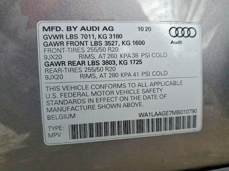 Photo 14 from auction – 2021 AUDI E-TRON PRE with VIN WA1LAAGE7MB010790