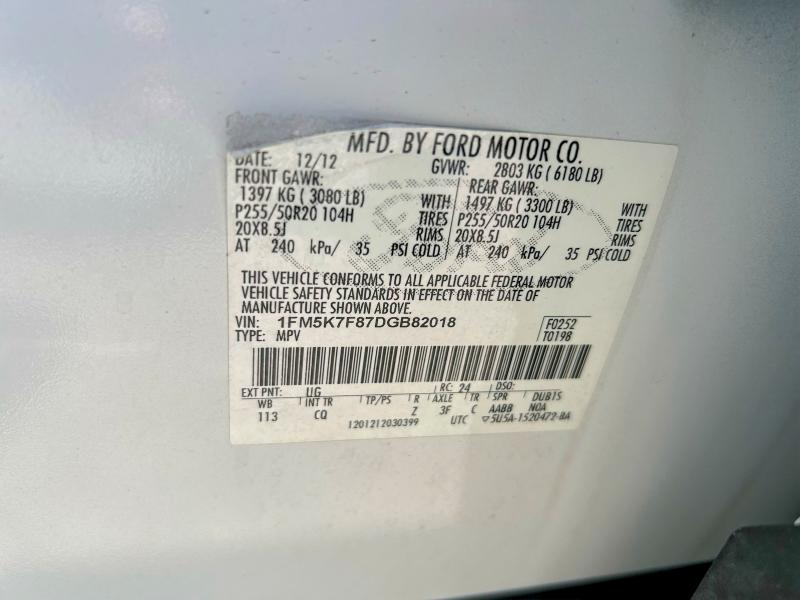 Photo 10 from auction – 2013 FORD EXPLORER with VIN 1FM5K7F87DGB82018