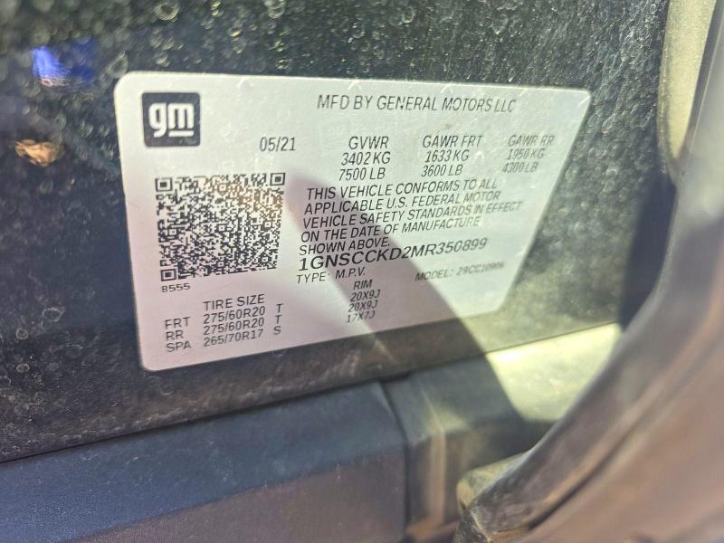Photo 10 from auction – 2021 CHEVROLET SUBURBAN C with VIN 1GNSCCKD2MR350899