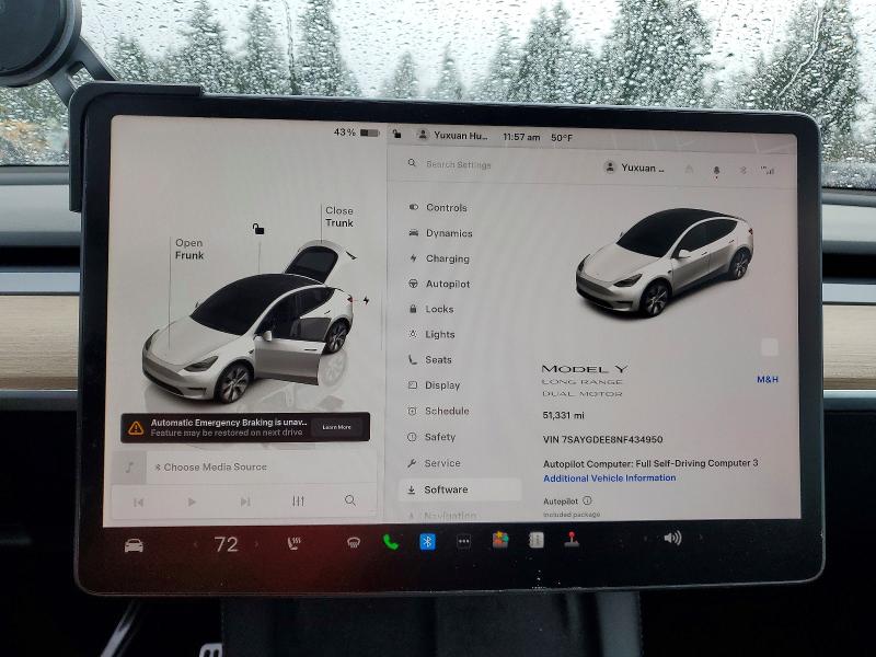 Photo 9 from auction – 2022 TESLA MODEL Y with VIN 7SAYGDEE8NF434950