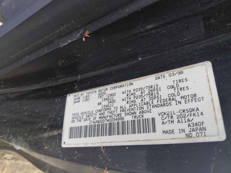 Photo 10 from auction – 1998 TOYOTA T100 with VIN JT4UN22D7W0054886