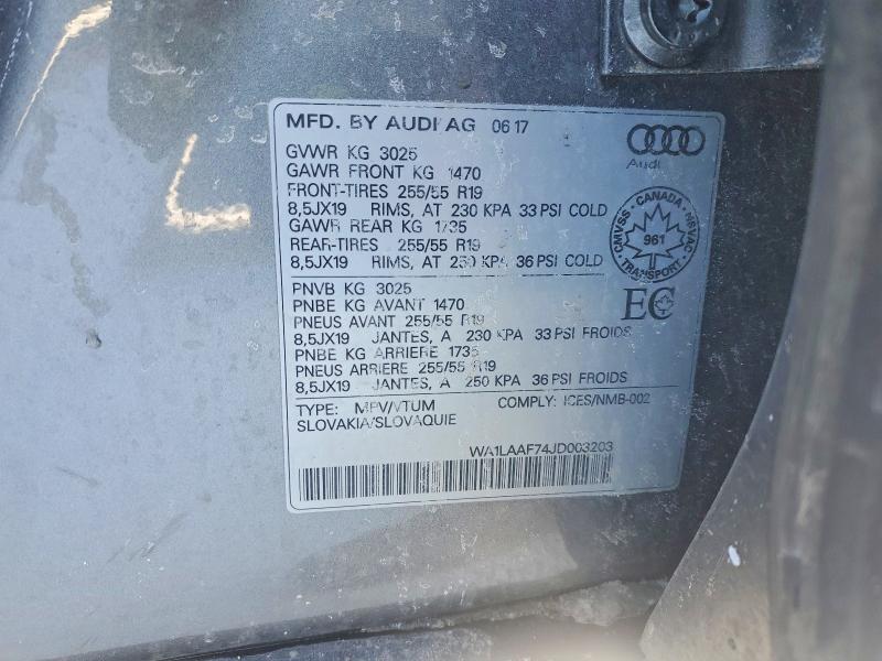 Photo 14 from auction – 2018 AUDI Q7 PREMIUM with VIN WA1LAAF74JD003203