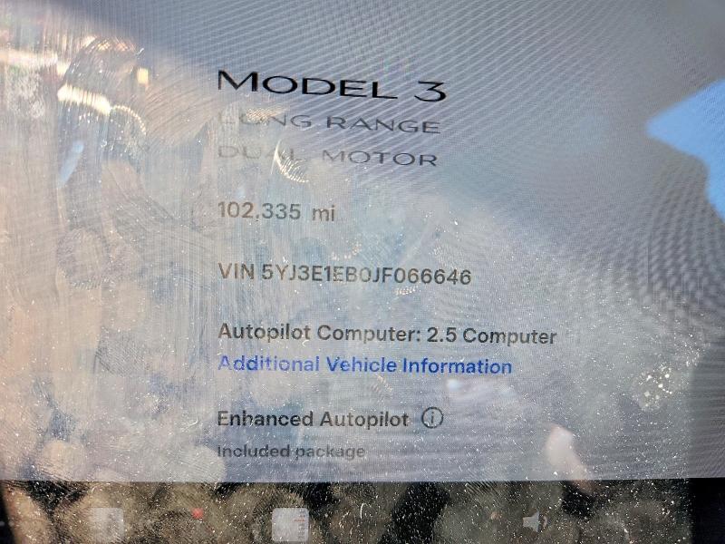 Photo 9 from auction – 2018 TESLA MODEL 3 with VIN 5YJ3E1EB0JF066646