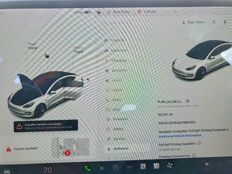 Photo 9 from auction – 2020 TESLA MODEL 3 with VIN 5YJ3E1EA5LF660403