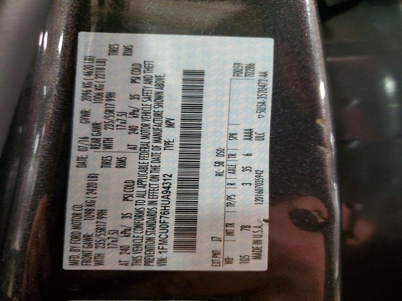 Photo 14 from auction – 2017 FORD ESCAPE S with VIN 1FMCU0F76HUA94312
