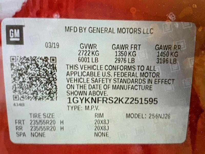 Photo 10 from auction – 2019 CADILLAC XT5 PREMIU with VIN 1GYKNFRS2KZ251595