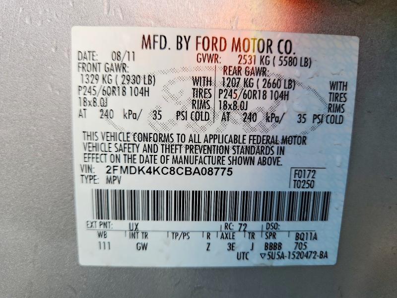 Photo 14 from auction – 2012 FORD EDGE LIMIT with VIN 2FMDK4KC8CBA08775