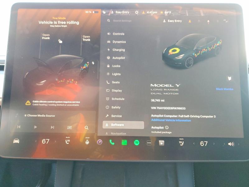 Photo 9 from auction – 2023 TESLA MODEL Y with VIN 7SAYGDEE6PA116633