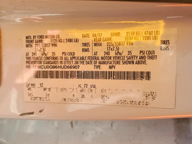 Photo 14 from auction – 2017 FORD ESCAPE with VIN 1FMCU0G96HUD66907