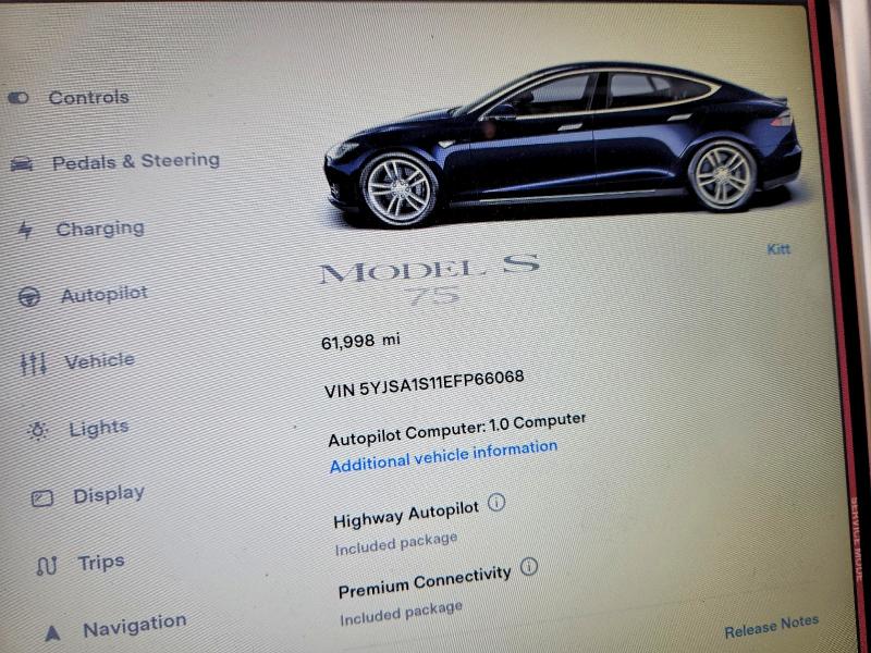 Photo 9 from auction – 2014 TESLA MODEL S with VIN 5YJSA1S11EFP66068