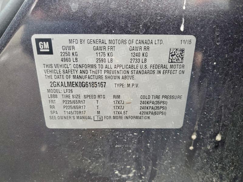 Photo 14 from auction – 2016 GMC TERRAIN with VIN 2GKALMEK0G6185167