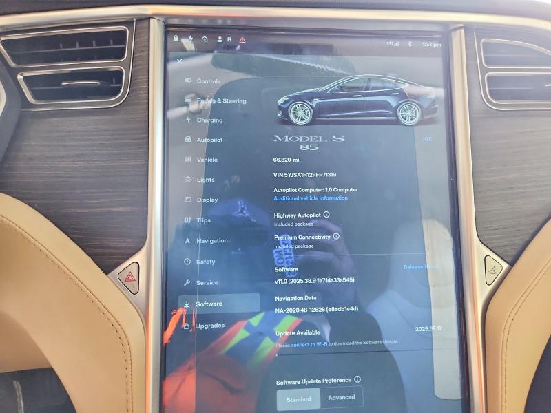 Photo 9 from auction – 2015 TESLA MODEL S with VIN 5YJSA1H12FFP71319