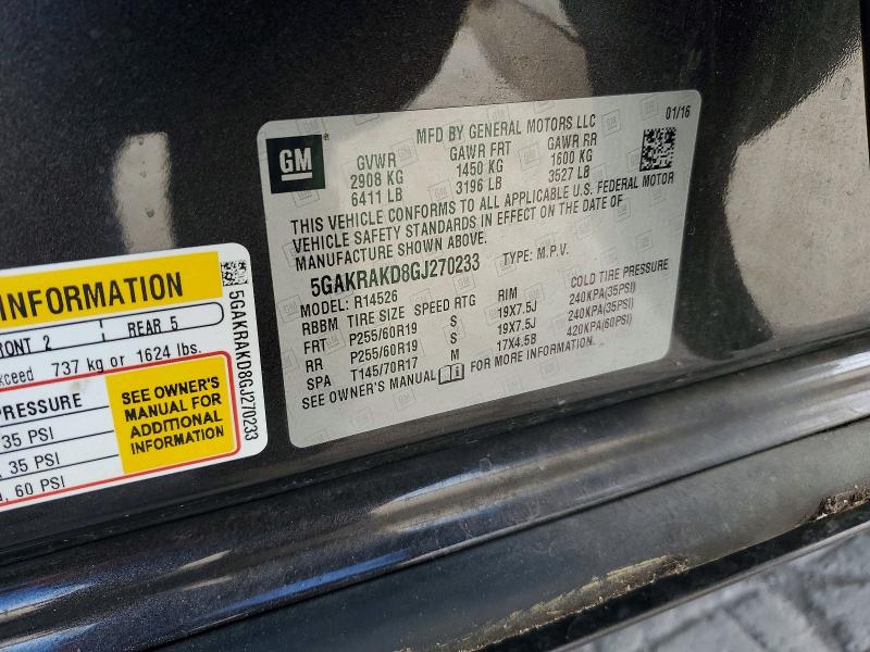 Photo 14 from auction – 2016 BUICK ENCLAVE with VIN 5GAKRAKD8GJ270233