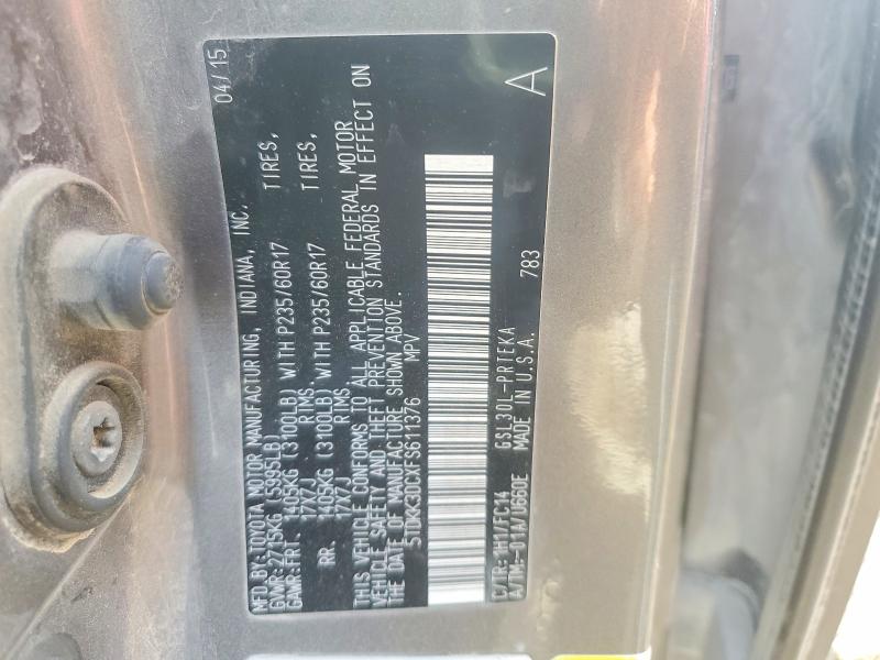 Photo 14 from auction – 2015 TOYOTA SIENNA with VIN 5TDKK3DCXFS611376