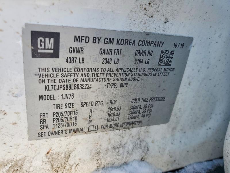 Photo 14 from auction – 2020 CHEVROLET TRAX with VIN KL7CJPSB8LB032234