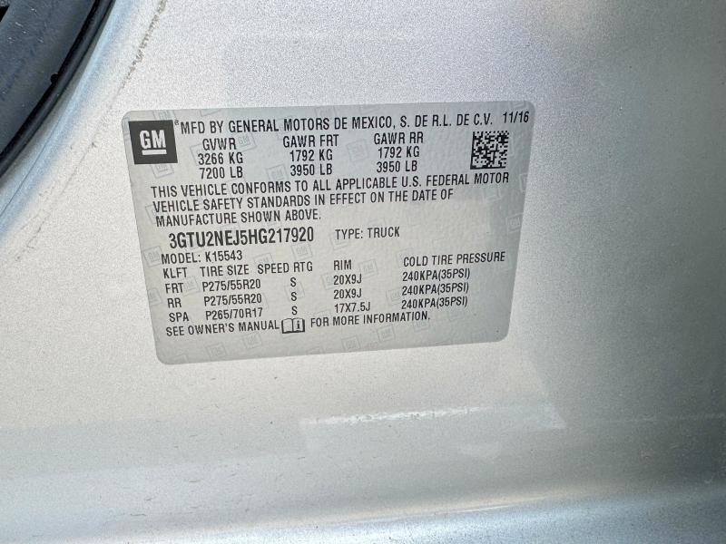 Photo 10 from auction – 2017 GMC SIERRA K15 with VIN 3GTU2NEJ5HG217920