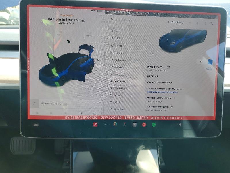 Photo 9 from auction – 2018 TESLA MODEL 3 with VIN 5YJ3E1EA8JF160720
