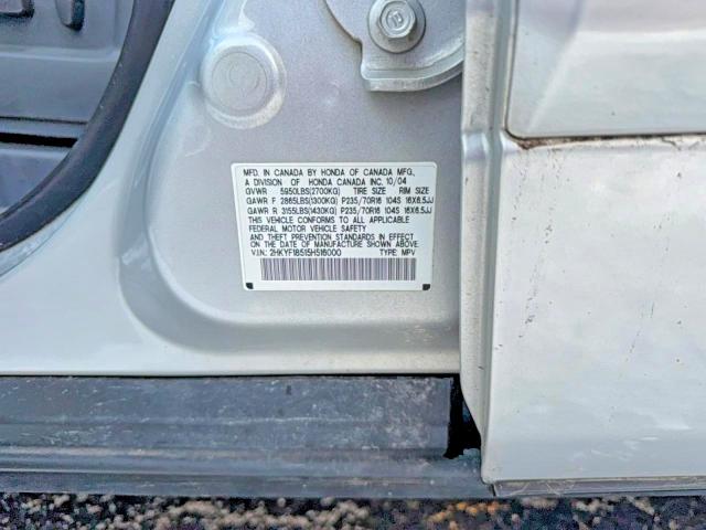 Photo 10 from auction – 2005 HONDA PILOT with VIN 2HKYF18515H516000