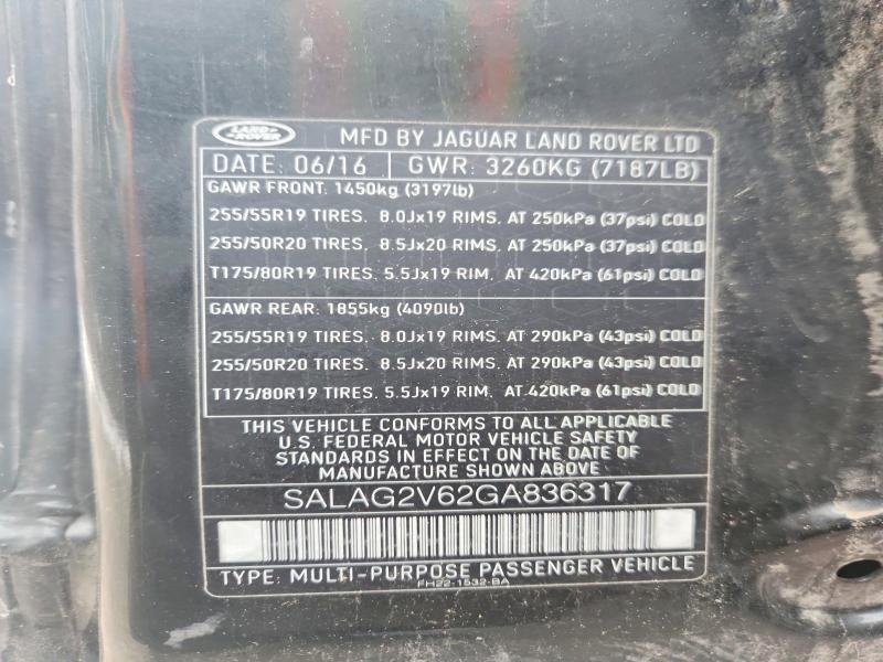 Photo 14 from auction – 2016 LAND ROVER LR4 with VIN SALAG2V62GA836317