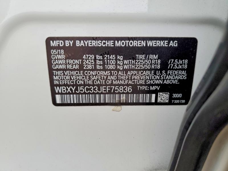 Photo 14 from auction – 2018 BMW X2 XDRIVE2 with VIN WBXYJ5C33JEF75836
