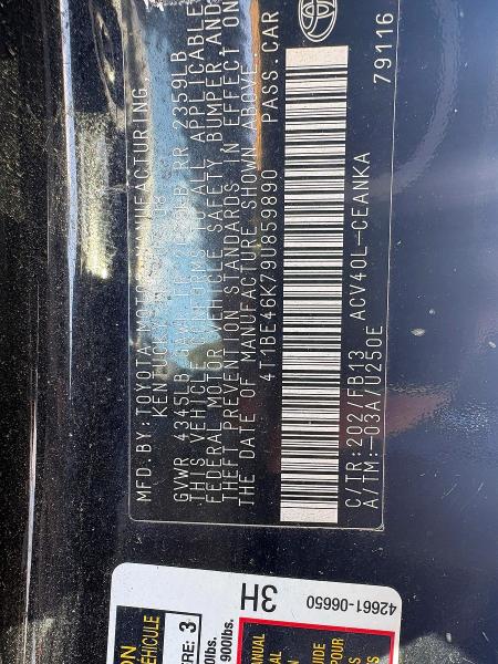 Photo 10 from auction – 2009 TOYOTA CAMRY BASE with VIN 4T1BE46K79U859890