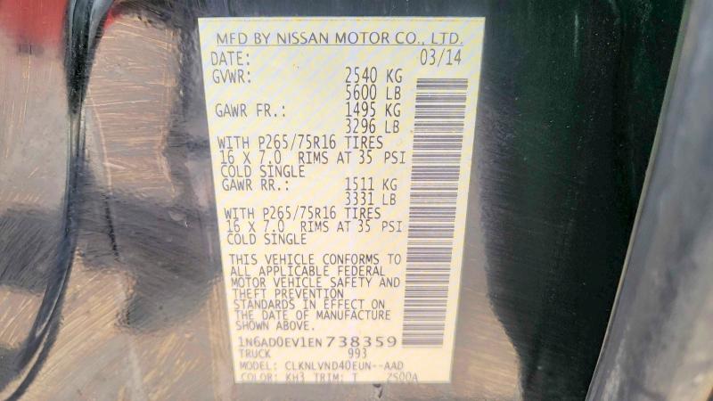 Photo 10 from auction – 2014 NISSAN FRONTIER S with VIN 1N6AD0EV1EN738359
