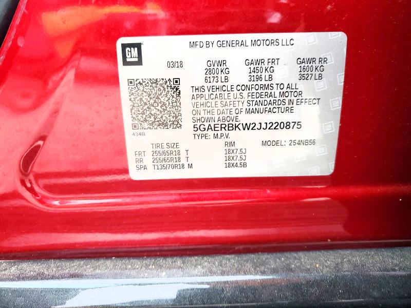 Photo 14 from auction – 2018 BUICK ENCLAVE with VIN 5GAERBKW2JJ220875
