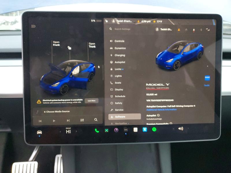 Photo 9 from auction – 2023 TESLA MODEL Y with VIN 7SAYGDEF5PF802240