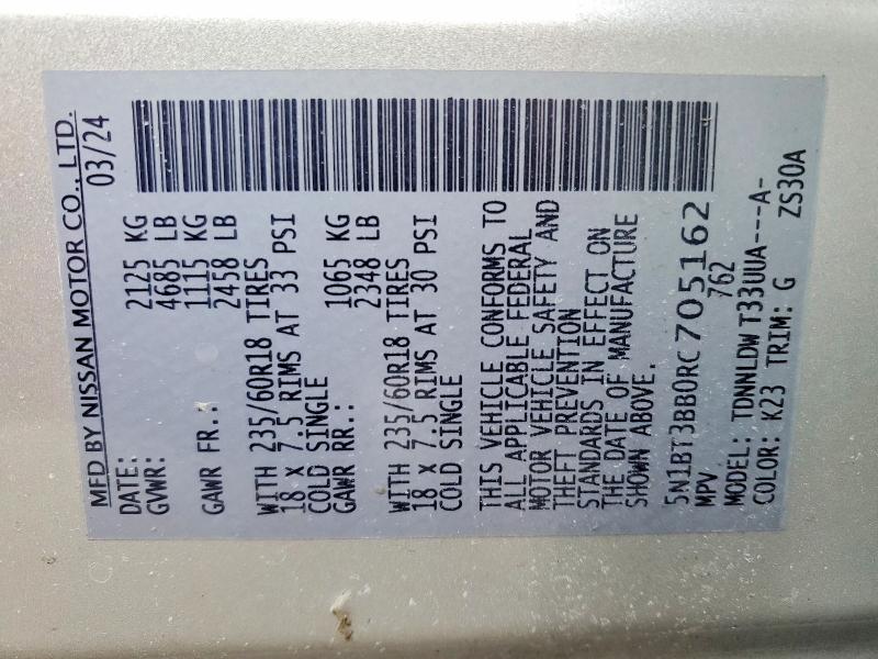 Photo 14 from auction – 2024 NISSAN ROGUE SV with VIN 5N1BT3BB0RC705162