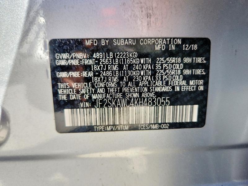 Photo 14 from auction – 2019 SUBARU FORESTER T with VIN JF2SKAWC4KH483055