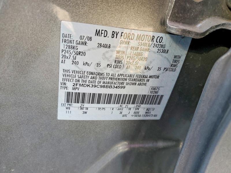Photo 14 from auction – 2008 FORD EDGE with VIN 2FMDK39C98BB34599