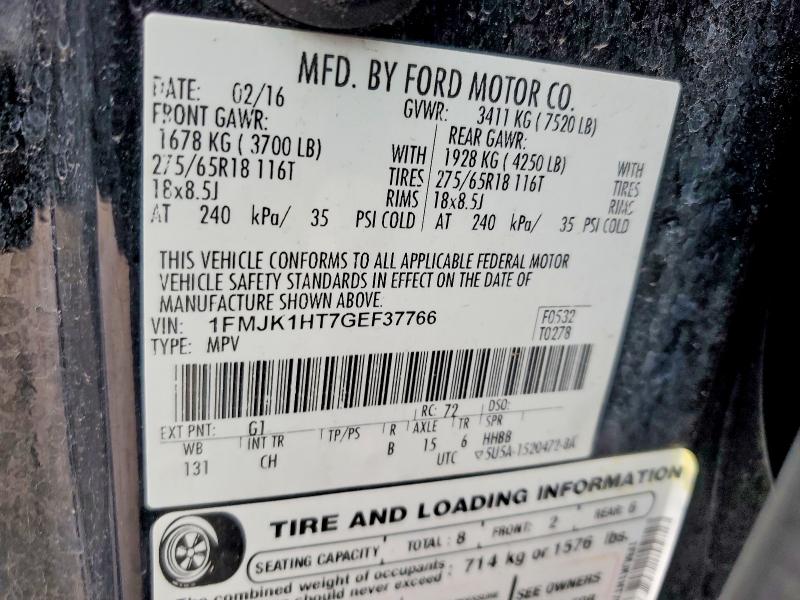 Photo 14 from auction – 2016 FORD EXPEDITION with VIN 1FMJK1HT7GEF37766