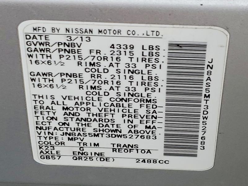 Photo 14 from auction – 2013 NISSAN ROGUE with VIN JN8AS5MT3DW527683