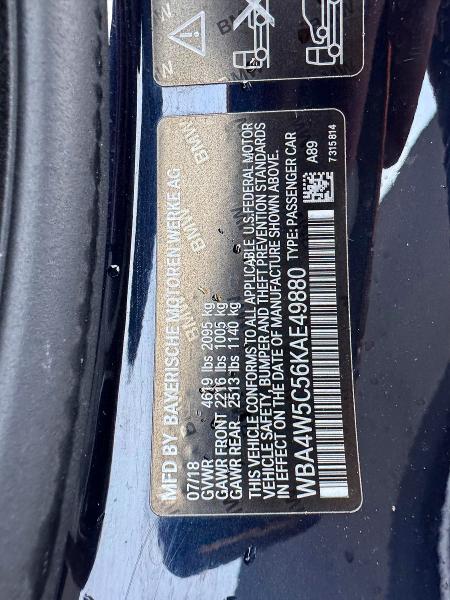 Photo 10 from auction – 2019 BMW 430XI with VIN WBA4W5C56KAE49880