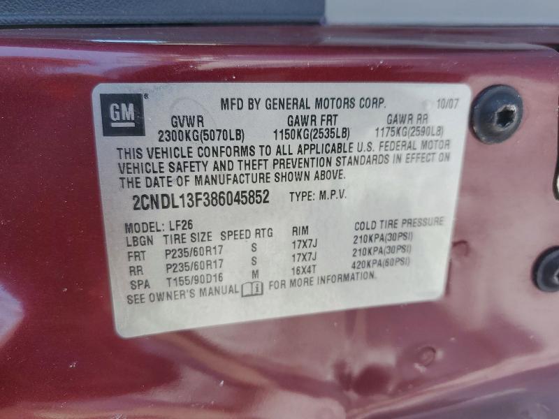 Photo 14 from auction – 2008 CHEVROLET EQUINOX LS with VIN 2CNDL13F386045852