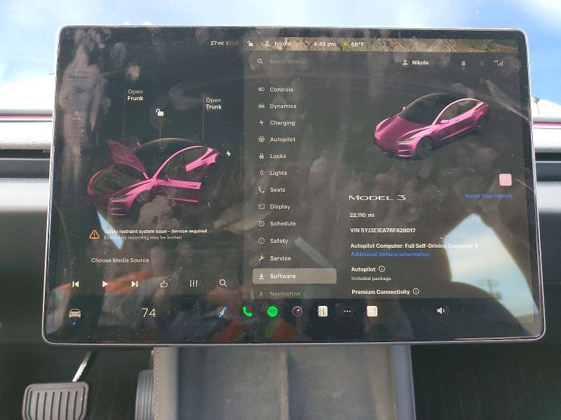 Photo 9 from auction – 2024 TESLA MODEL 3 with VIN 5YJ3E1EA7RF828017