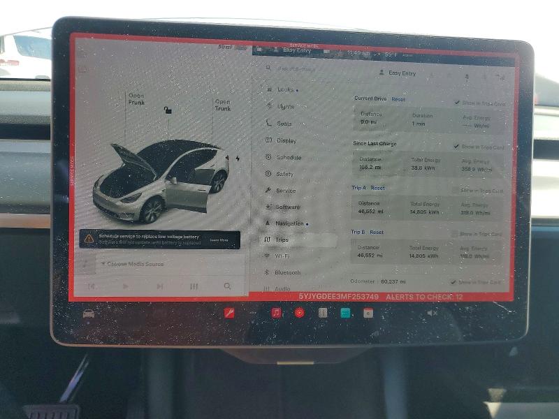 Photo 9 from auction – 2021 TESLA MODEL Y with VIN 5YJYGDEE3MF253749